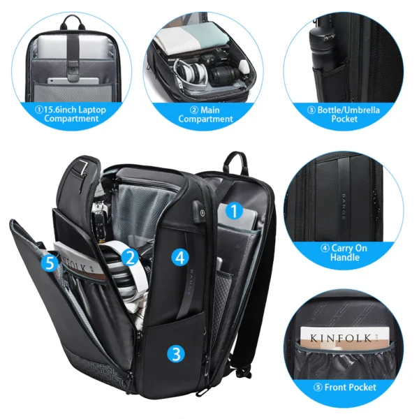 BANGE Travel Backpacks,Weekender Carry On Backpack Waterproof Men's Business Laptop Backpack for 15.6inch