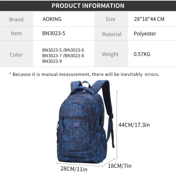 BN3023-5_-9_2 Aoking Fashion Lightweight School Backpack BN3023
