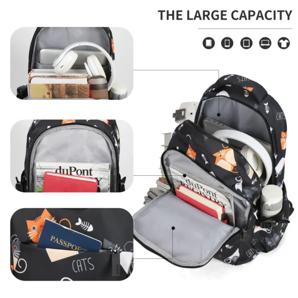 GN62070-A_logo_4 Aoking Backpack Black Casual Backpack Student Bag GN62070-A
