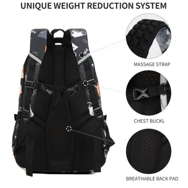 GN62070-A_logo_5 Aoking Backpack Black Casual Backpack Student Bag GN62070-A