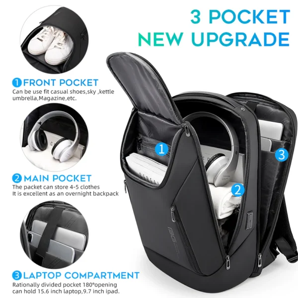 MUltifunctionpocketHold15.6inchtaptoppackpack BANGE Business Waterproof Backpack Suitable for 15.6inch Laptop Backpack with USB charging