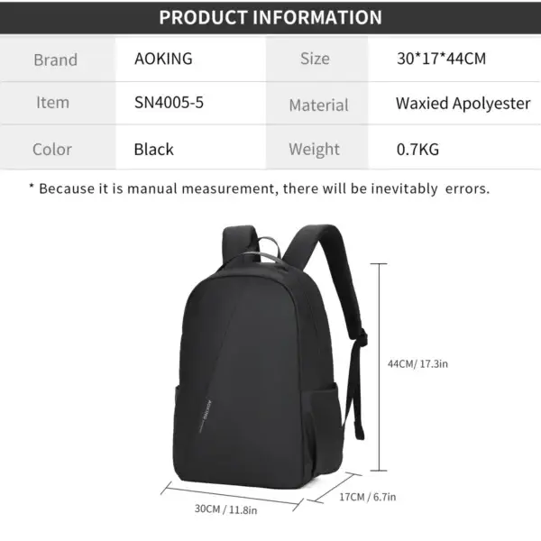 SN4005-5_measurements Aoking Fashion Backpack Laptop Business Backpack SN4005-5