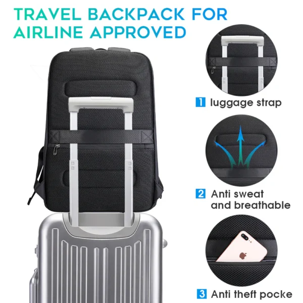 luggagestrapAnti-sweatandbreathableAntitheftpocketbackpack BANGE Business Waterproof Backpack Suitable for 15.6inch Laptop Backpack with USB charging