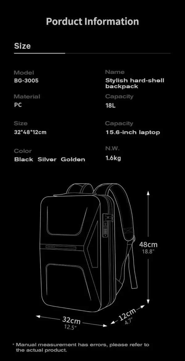 BANGE Waterproof TSA Lock Hardshell Backpack for Business & Commute