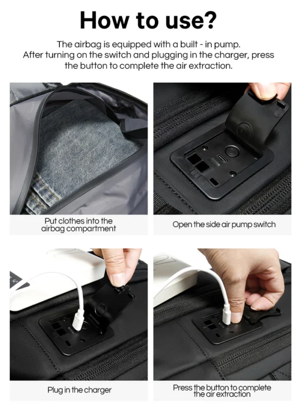 BANGE One-click Vacuum Compression Travel Backpack with TSA Lock