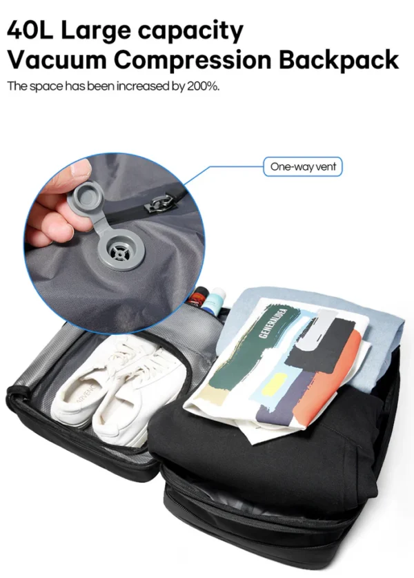 BANGE One-click Vacuum Compression Travel Backpack with TSA Lock