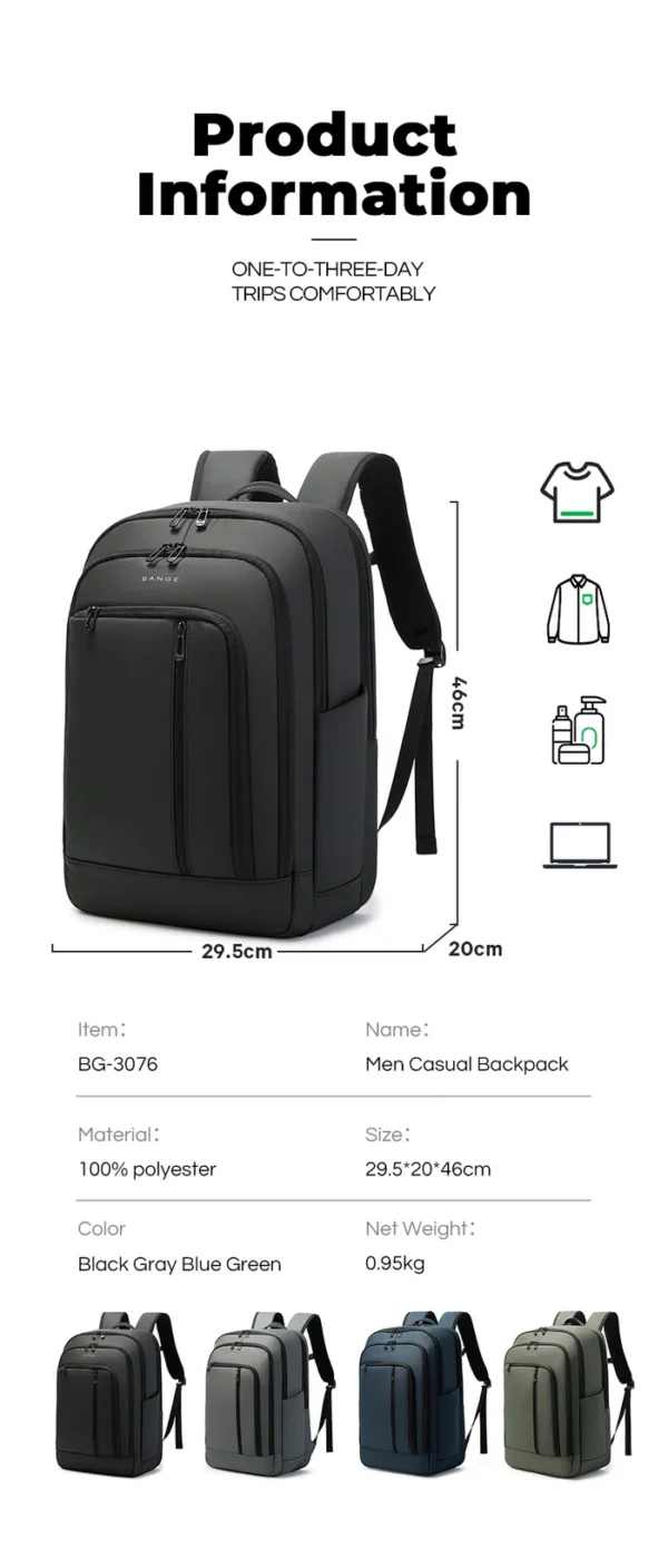 3076__12_700x BANGE Water-resistant Business Travel Backpack with Padded Laptop Compartment Ergonomic College School Bag for Teens
