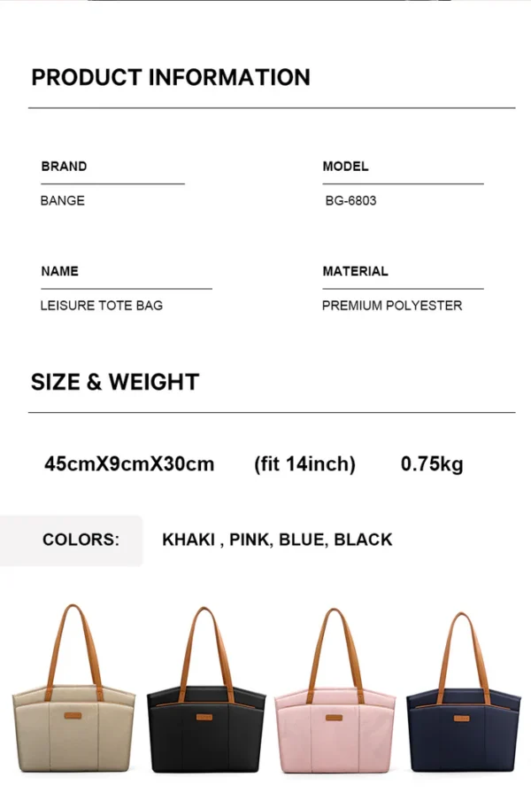 6803__15_700x BANGE All-in-One Commute Travel Lightwight Tote Bag 14inch Laptop
