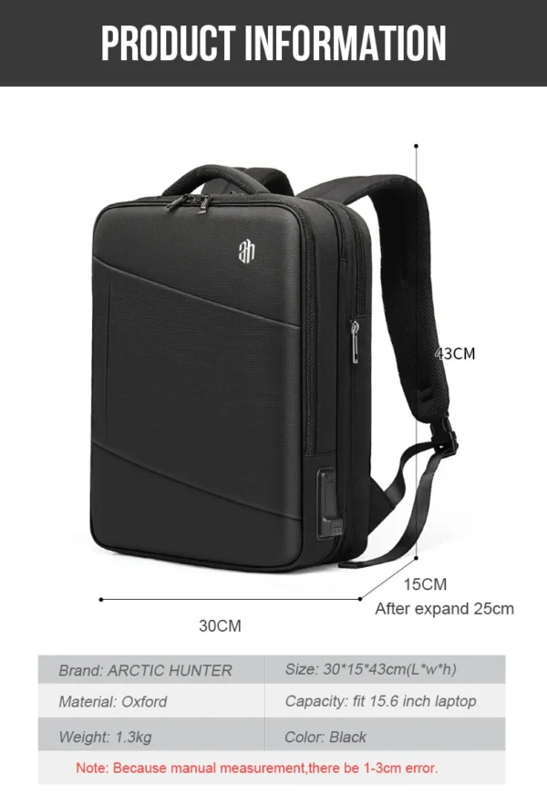 H09d30aabc2c440608e82285cfe16e571k ARCTIC HUNTER Man Backpack Fit 15.6 inch Laptop USB Recharging Multi-layer High capacity Travel Male Bag backpacks double eleven