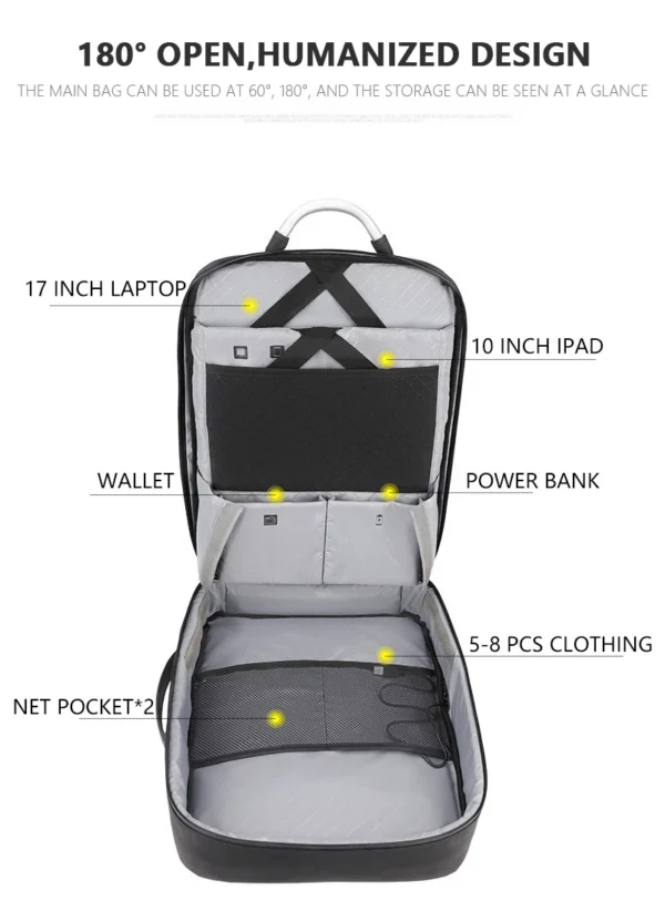 H5bcbd6d33e544409882504e3cbeb6fb4P ARCTIC HUNTER 40L Large Capacity Mens Expandable Backpacks USB Charging Male 17 inch Customizable Waterproof Business Travel Bag