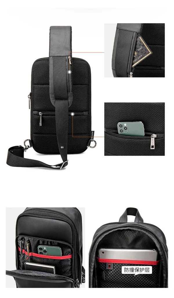 Hab9eeacd47404cb08a4085b3001ec429r Anti-theft Waterproof Men Chest Bag Male Leisure Messenger Shoulder Bag For Teenagers Travel Crossbody Expansion Chest Bag
