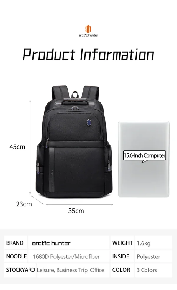 S304bd91df2e843f3842496db878b49a9f Arctic Hunter 2023 New Fashion Waterproof Laptop Backpack 17 Inch Men's Waterproof Functional Backpack Travel Backpack