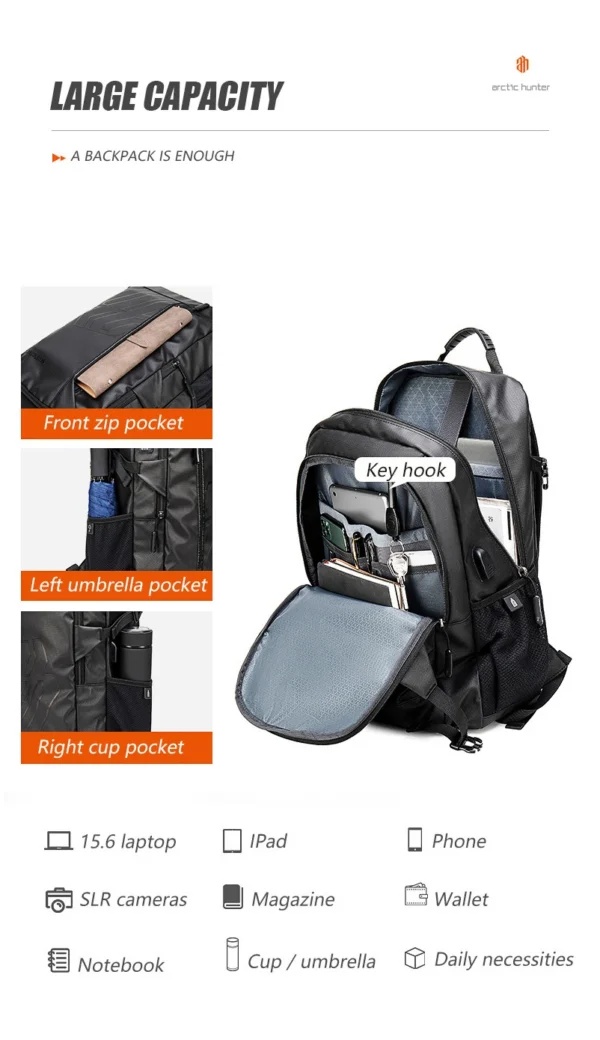 S51191571ff874f86a5337a33e3069b3a8 Arctic Hunter 2023 Men's Backpack Large Capacity Business Backpack Backpack Notebook 15.6 Inch Computer Backpack