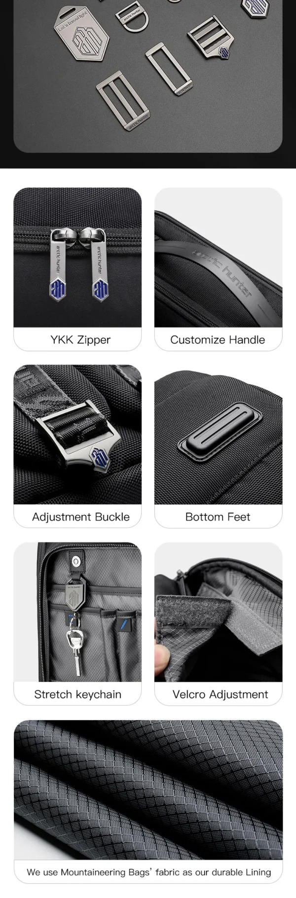 ARCTIC HUNTER Business High Quality Waterproof Men's Bag Backpack with USB Leather Backpack Custom Luxury Laptop B