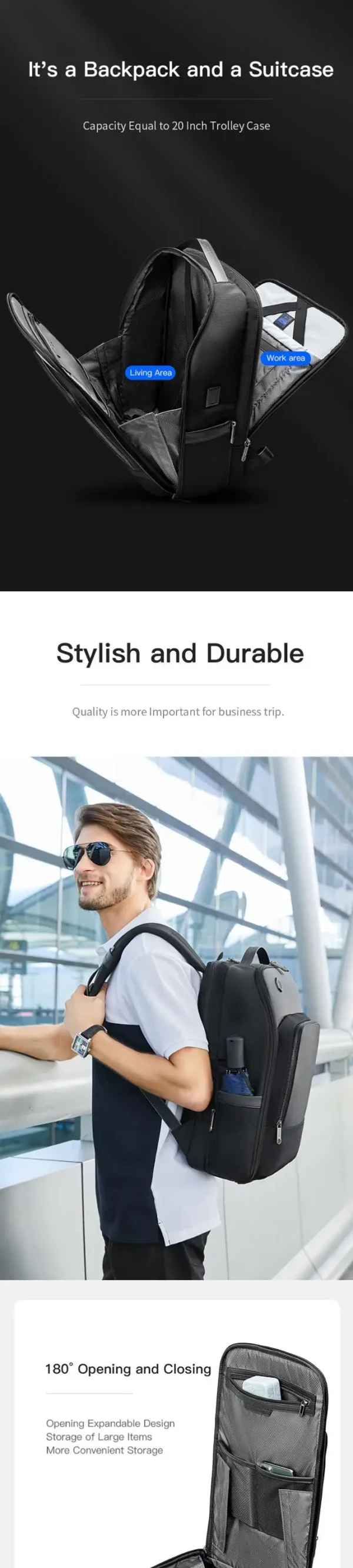 ARCTIC HUNTER Business High Quality Waterproof Men's Bag Backpack with USB Leather Backpack Custom Luxury Laptop B