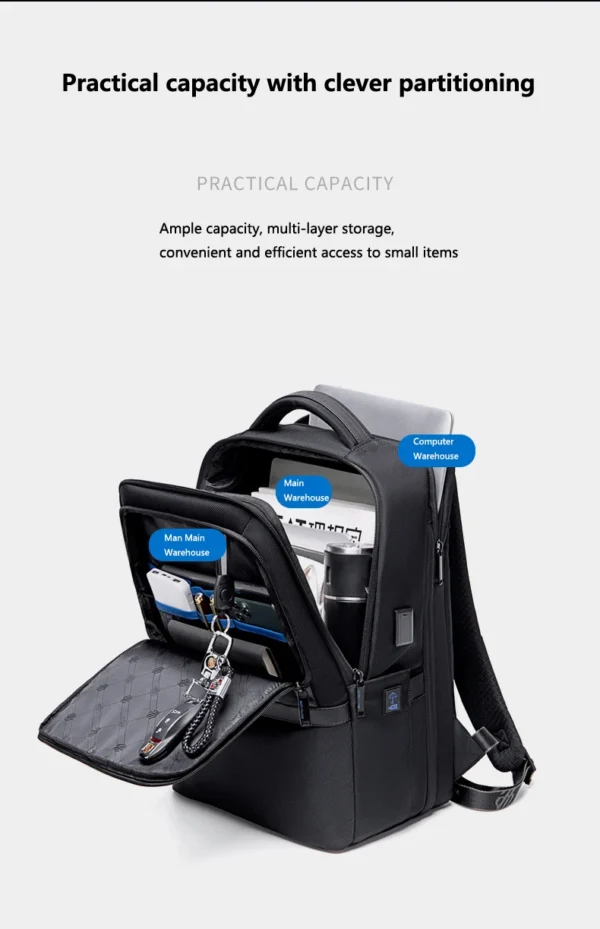 S790bbc4df2f5459aa0bfac0859caafcbZ ARCTIC HUNTER High-end Business Backpack Men Can Expand Large-Capacity Business Travel Computer Bag Waterproof Multi-functional
