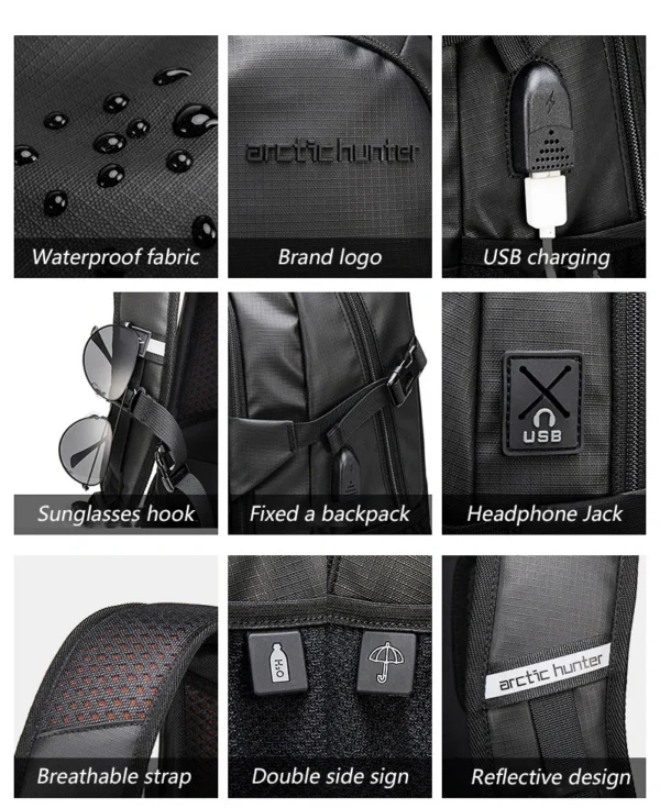 S7d4e33bf499141f39db3e2888668adabB Arctic Hunter 2023 Men's Backpack Large Capacity Business Backpack Backpack Notebook 15.6 Inch Computer Backpack