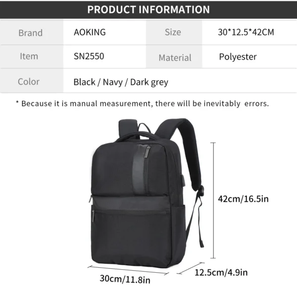 SN2550_2 Aoking Fashion Backpack Laptop Business Backpack SN2550