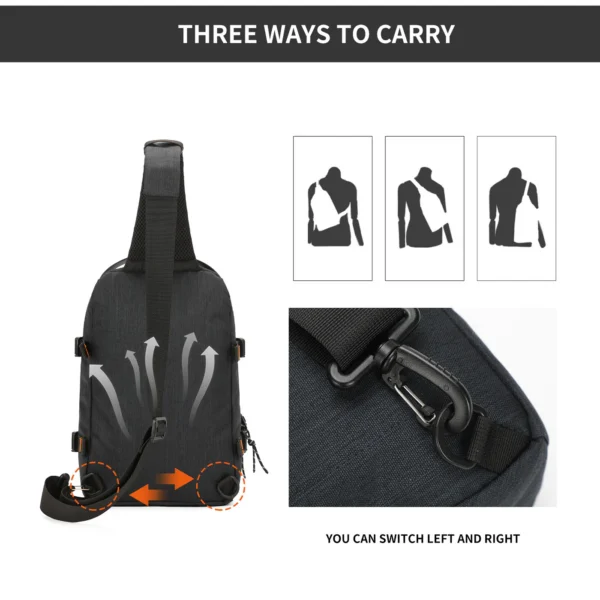 SY3307_6 Aoking Black Fashion Men Waterproof Sling Bag SY3307