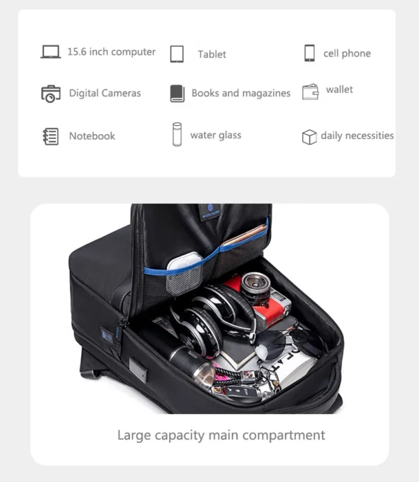 Safd867ad6f354023829af0f42b9014b6n ARCTIC HUNTER High-end Business Backpack Men Can Expand Large-Capacity Business Travel Computer Bag Waterproof Multi-functional