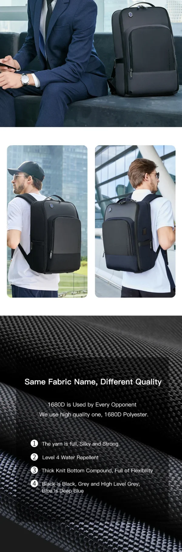 ARCTIC HUNTER Business High Quality Waterproof Men's Bag Backpack with USB Leather Backpack Custom Luxury Laptop B