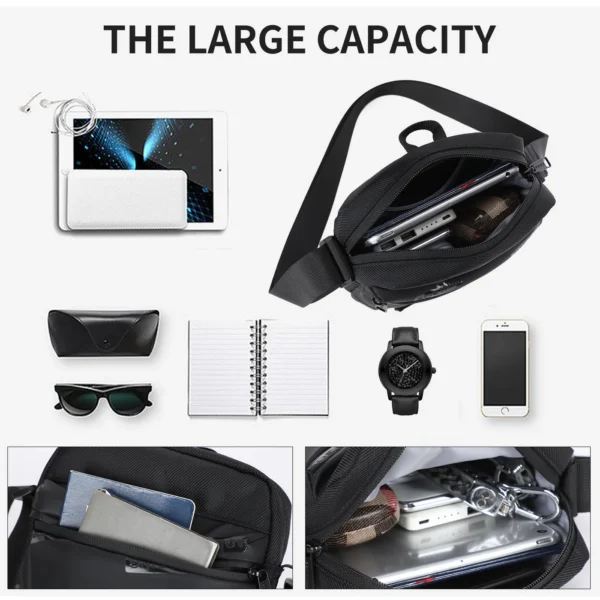 XK3053_4 Aoking Black Fashion Men Waterproof Sling Bag XK3053