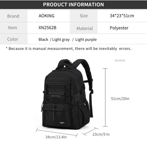 XN2562B_2 Aoking Backpack Casual Backpack Student Bag XN2562B