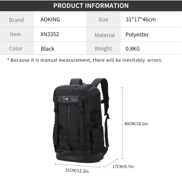 XN3352_2 Aoking Large Capacity Fashion Casual Backpack XN3352