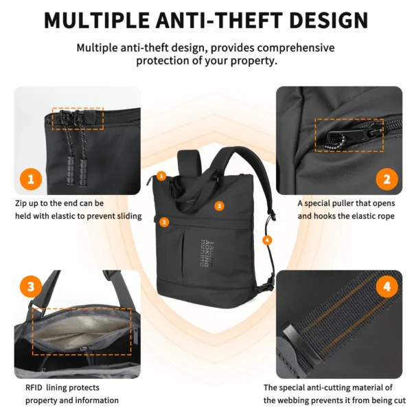 XN41458F_4 Aoking Lightweight Casual Anti-Theft Backpack Laptop Backpack XN41458F